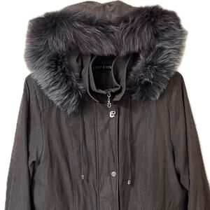 Women's Winter Parka Coat with a fox fur hood trim Y2K